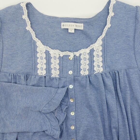 Eileen West Heather Peri Interlock Nightgown Women's Small Ballet Maxi L/S Blue - Picture 1 of 10